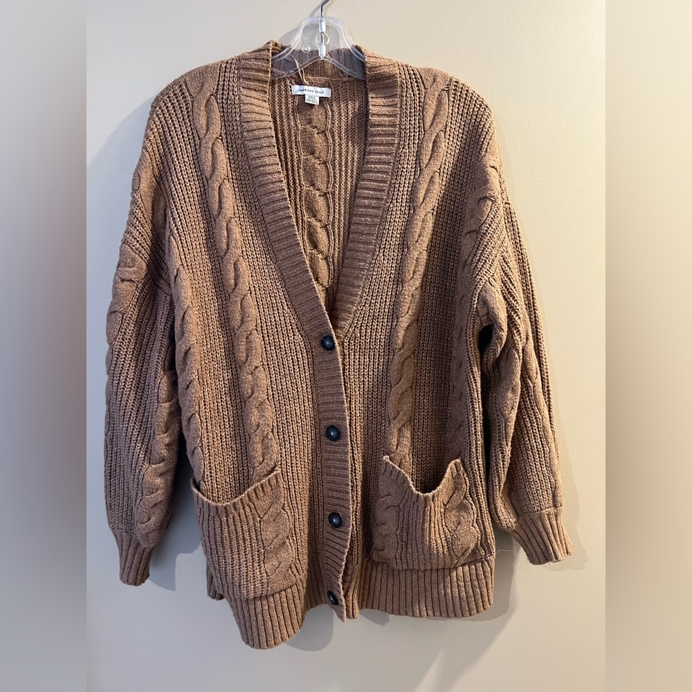 American Eagle Outfitters Cable Knit Cardigan Sweater - Brown